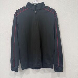 Nike Golf Therma Mens Small Black Red Contrast Stitch 1/4 Zip Pullover Jacket